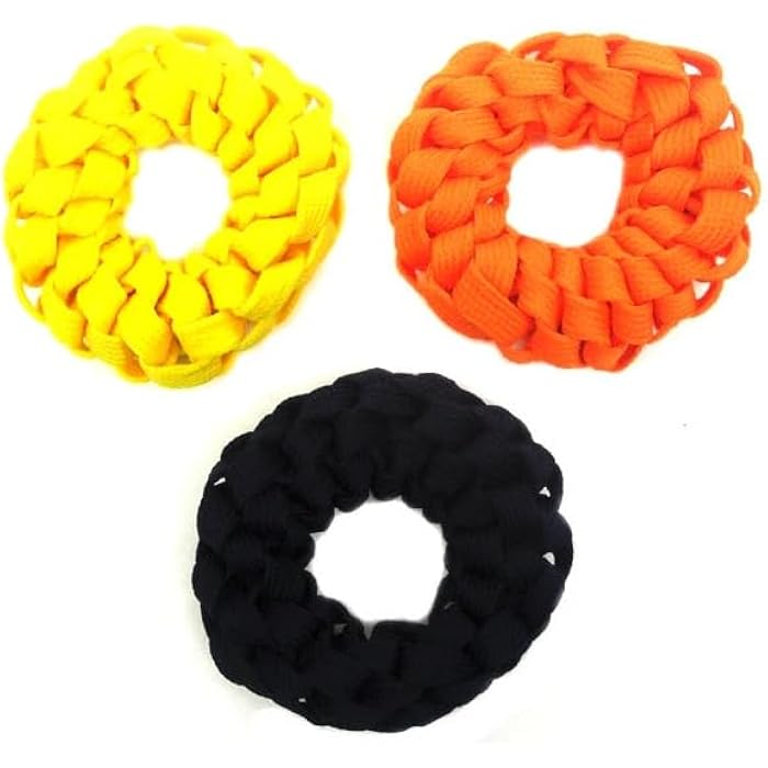Braided Shoelace Hair Scrunchies, Pack of 6, Multi-Colour Hair Ties, Elastic Hair Accessories - Image 2